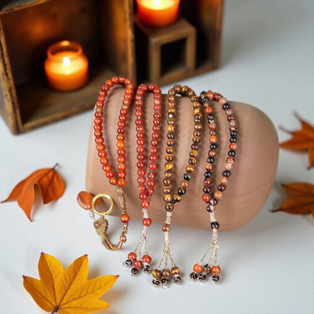 Traditional Multi Coloured Gemstone Tasbeeh – 33 Beads