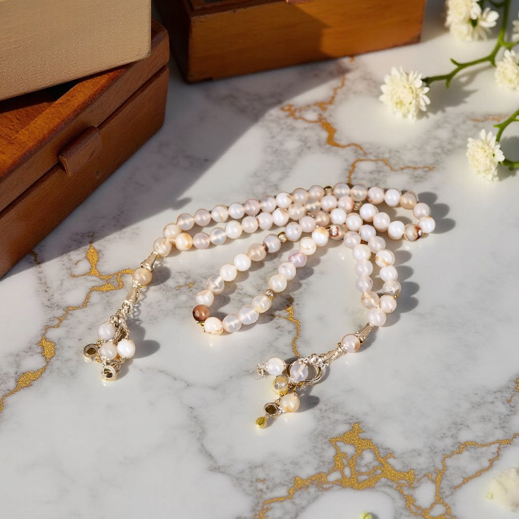 Pearl Stone Beads Tasbeeh - 33 Beads