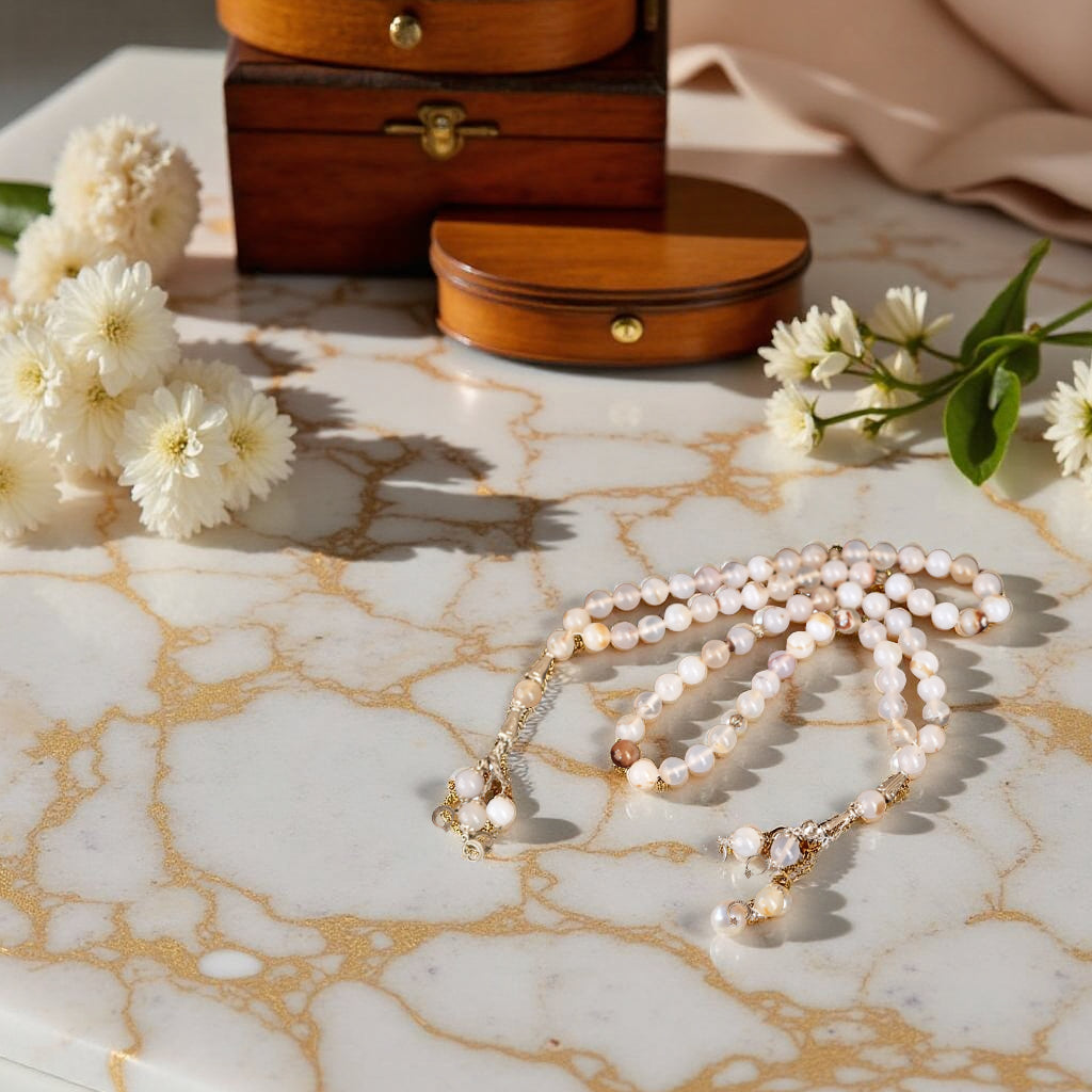 Pearl Stone Beads Tasbeeh - 33 Beads